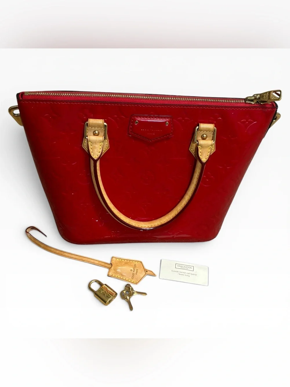 Louis Vuitton Montebello MM Red Monogram Vernis Patent Leather Satchel Bag